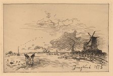 Holland Canal, near Rotterdam (Canal de Hollande, pres de Rotterdam (Hiver)), 1875. Creator: Johan Barthold Jongkind.