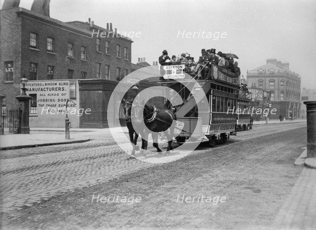 Horse tram, South London, c1900. Artist: Unknown.