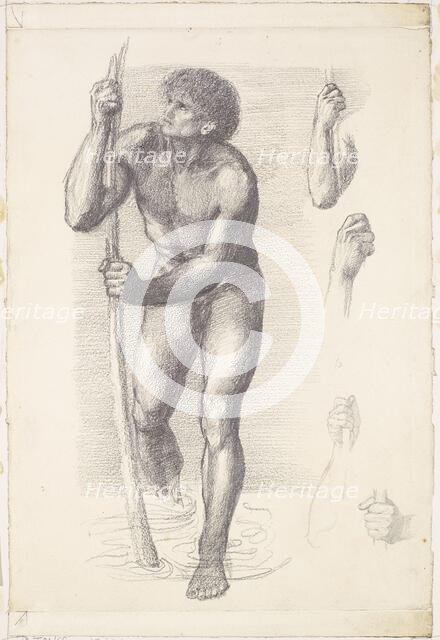 Male Nude - Study for St Christopher, 1867. Creator: Sir Edward Coley Burne-Jones.