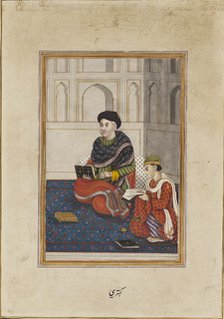 Man, possibly a mullah, reading with a scribe, 19th century. Artist: Unknown.