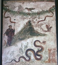 Roman wall-painting from Pompeii showing Vesuvius, 1st century. Artist: Unknown