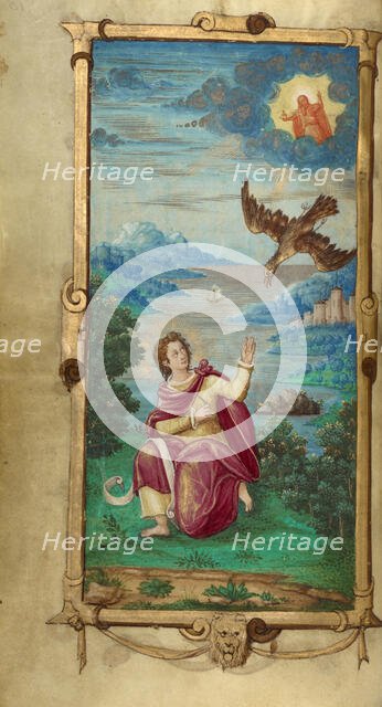 Saint John on Patmos; Book of Hours, 1544. Creator: Unknown.