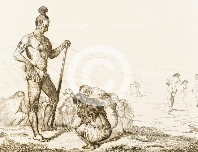 Mourning and supplication of the Indian warriors' widows, 16th century, (1841).  Creator: Unknown.