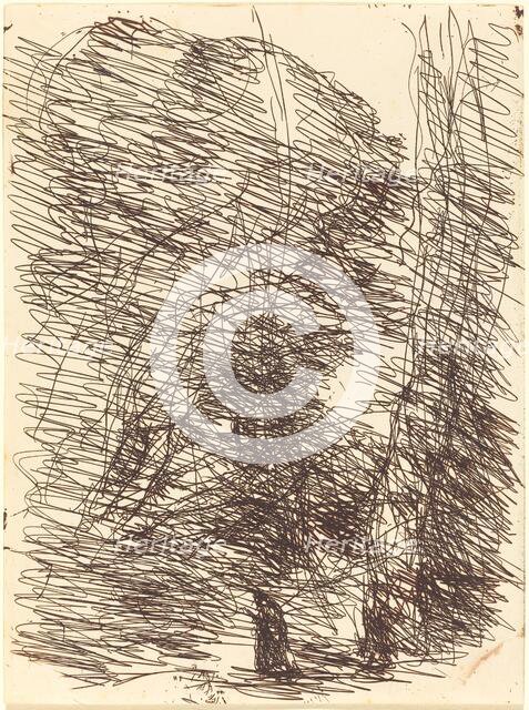 Dreamer under Tall Trees (Le Reveur sous les grands arbres), 1874. Creator: Jean-Baptiste-Camille Corot.