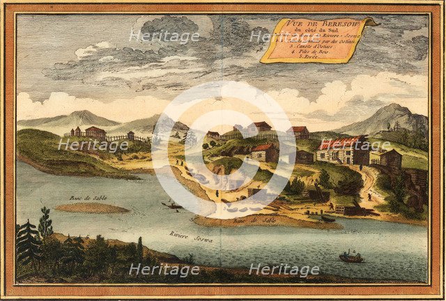 View of Beryozovo from the Sosva River, 1760. Artist: Bellin, Jacques Nicolas (1703-1772)