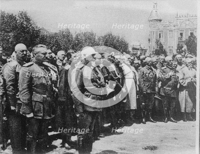 General Anton Denikin with his staff officers. Artist: Anonymous  