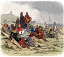English troops waiting to go into action at the Battle of Crecy, August 1346 (c1860). Artist: Unknown