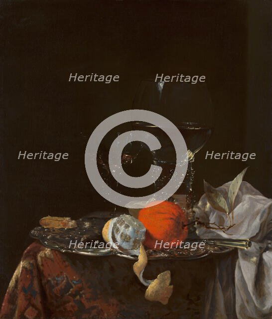 Still Life with Fruit and Wineglasses on a Silver Plate, c1640-1690. Creator: Willem Kalf.