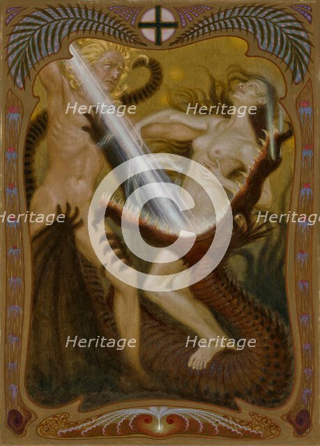 Saint George Killing the Dragon, 1909-1910. Creator: Fidus (Hugo Höppener) (1868-1948).