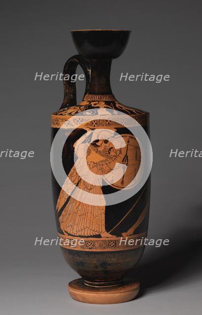 Lekythos, c. 490 BC. Creator: Painter of Goluchow 37 (Greek, -530--450), attributed to ; Berlin Painter (Ancient Greek, -540--445), attributed to.