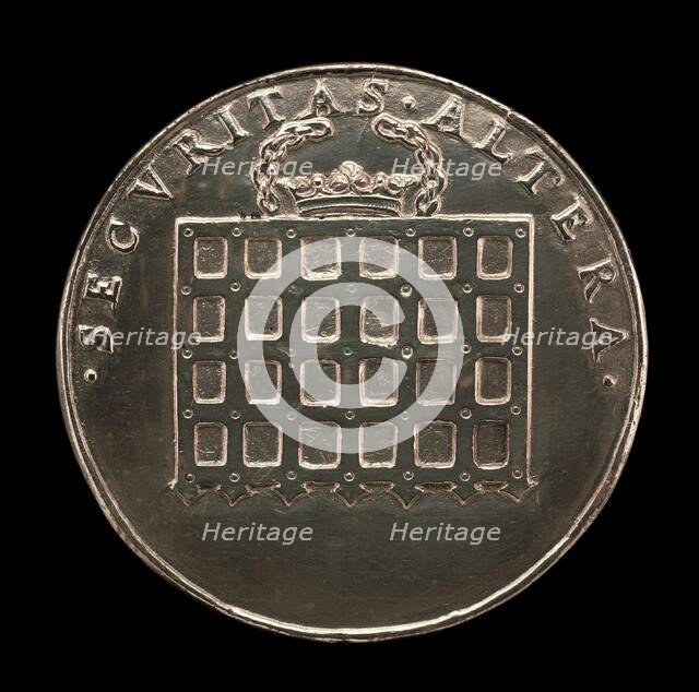 Tudor Portcullis Crowned [reverse], 1526. Creator: Hans Daucher.