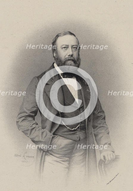 Portrait of the composer and chansonnier Gustave Nadaud (1820-1893), 1862. Creator: Lemoine, Alfred (1824-1881).