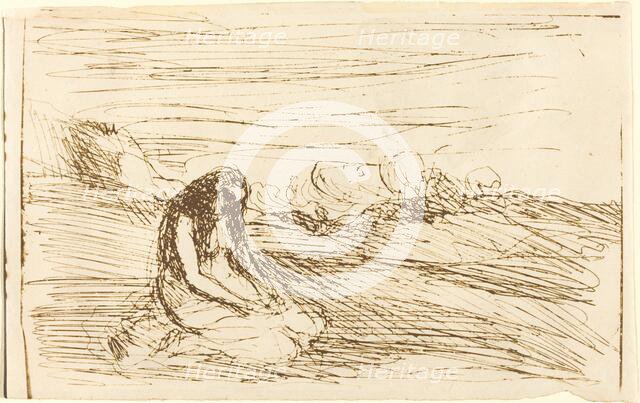 Mary Magdalene in Meditation (Madeleine en meditation), 1858. Creator: Jean-Baptiste-Camille Corot.