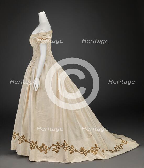 Ball Gown (Bodice, Skirt), 1860s. Creator: Unknown.
