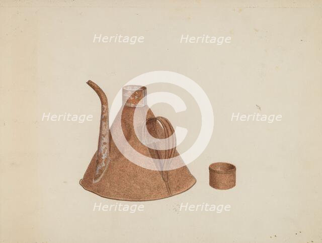 Oil Can with Spout, c. 1938. Creator: Earl Butlin.