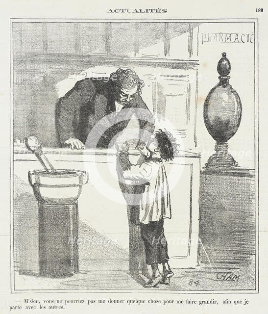 M'sieu, vous ne pourriez pas me donner quelque chose pour me faire grandir, afin que..., 1870. Creator: Cham.