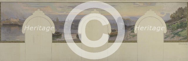 Sketch for the town hall at Asnières : banks of the River Seine, c.1901. Creator: Paul Leon Felix Schmitt.