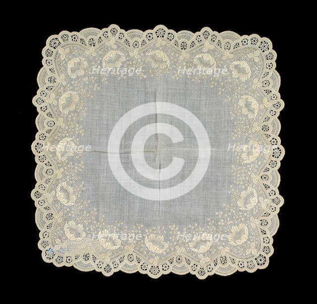 Handkerchief, Belgian, 1850-75. Creator: Unknown.