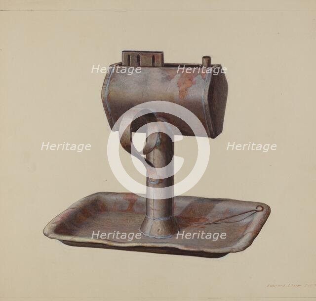 Whale Oil Lamp, c. 1939. Creator: Edward L Loper.