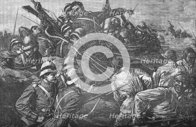 'The Highland Brigade Storming The Trenches at Tel-El-Kebir', c1882. Artist: Unknown.