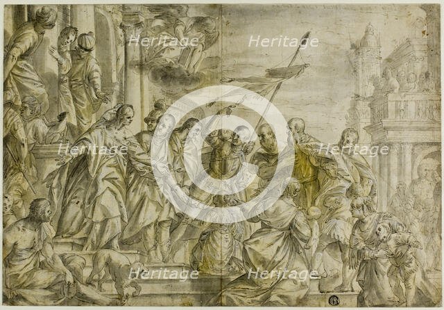 Saints Mark and Marcellian Led to Their Execution, while Comforted by Saint Sebastian, n.d. Creator: Paolo Veronese.