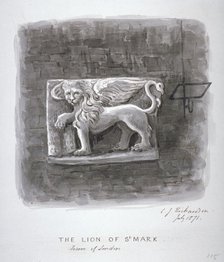 The Lion of St Mark, Tower of London, 1871. Artist: Charles James Richardson