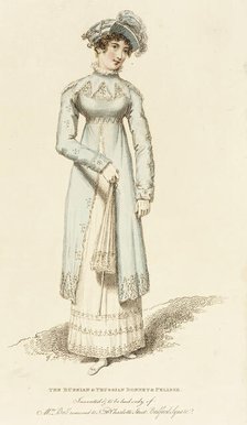 Fashion Plate (The Russian & Prussian Bonnet & Pelisse), 1814. Creator: John Bell.