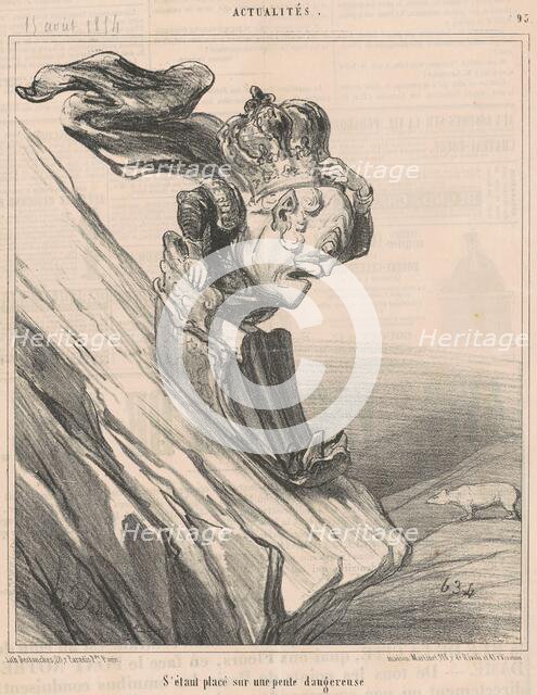 S'étant placé sur une pente dangereuse, 19th century. Creator: Honore Daumier.