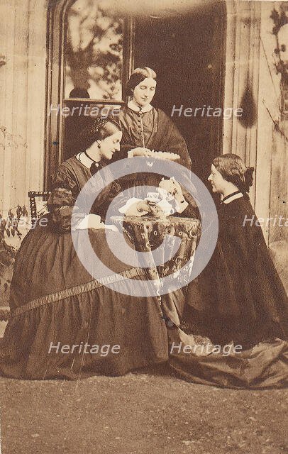 Three Women at Tea, 1860s. Creator: Unknown.