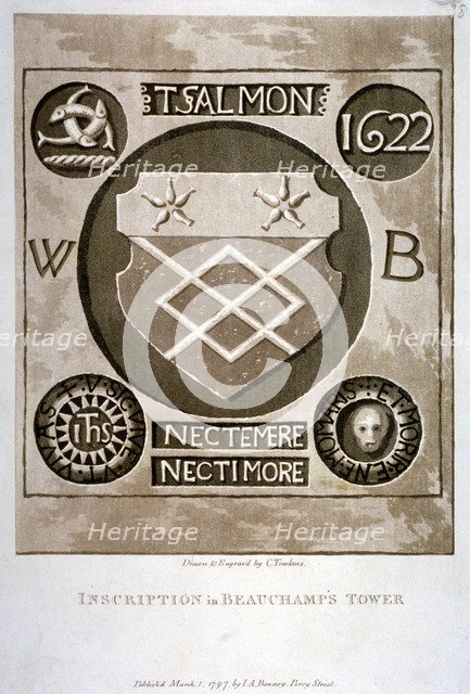Copy of an inscription from the wall of Beauchamp Tower, Tower of London, 1797. Artist: Charles Tomkins