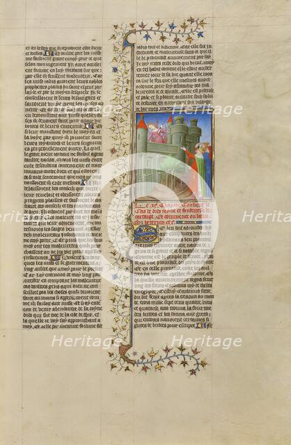 The Suicide of Queen Dido; Des cas des nobles hommes et femmes, about 1413-1415. Creators: Boucicaut Master, Workshop of the Boucicaut Master.