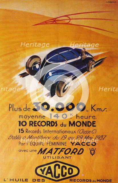 Advertisement for Yacco motor oil, c1937. Artist: Unknown.