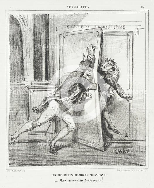 Ouverture des chambres Prussiennes -Mais entrez donc Messieurs!, 1866. Creator: Cham.