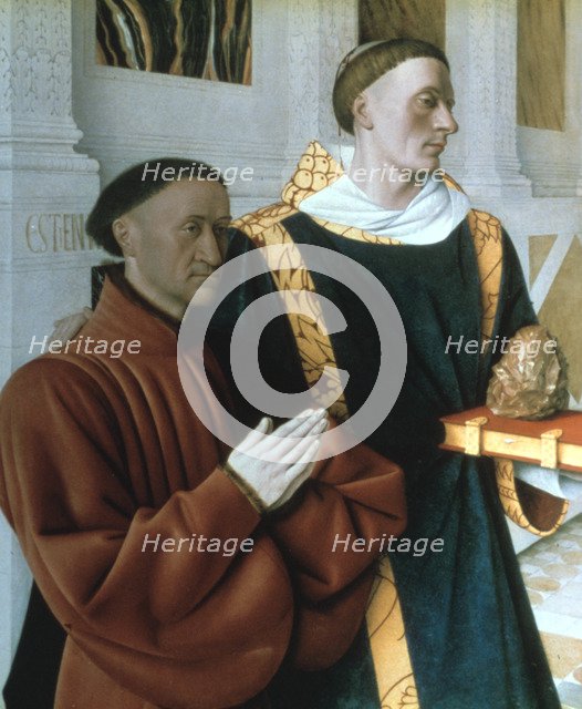 'Etienne Chevalier and St Stephen', c1450. Artist: Jean Fouquet
