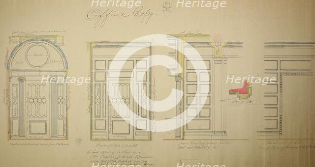 Vestibule Doors, Bryan Lathrop House, Chicago, Illinois, Shop Drawing, 1892. Creator: McKim, Mead and White.