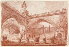 Architectural Fantasy with a Triumphal Bridge, c. 1760. Creator: Hubert Robert.