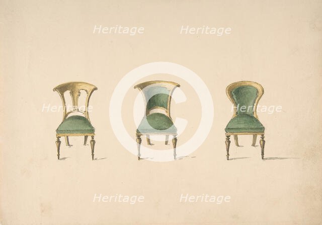Design for Three Chairs with Green Upholstery, early 19th century. Creator: Anon.