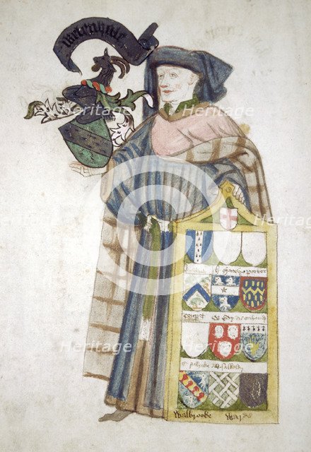 William Whetenhall, Sheriff of London 1440-1441, in aldermanic robes, c1450.                         Artist: Roger Leigh