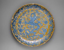 Large Plate with Dragons, Clouds and Floral Sprays, Ming dynasty, mark and reign of Jiajing (1522-66 Creator: Unknown.