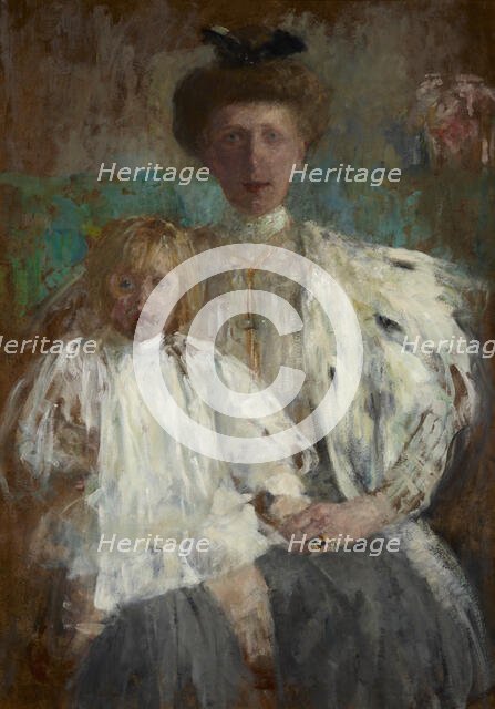 Portrait of Julia Puget née Kwilecka with Her Son Jacek, c1907. Creator: Olga Boznanska.