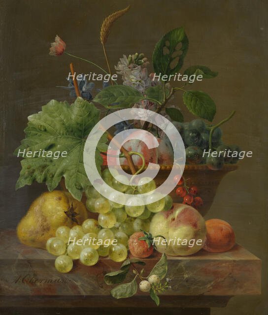 Still Life with Fruit in a Terracotta Dish, c.1830. Creator: Anthony Oberman.