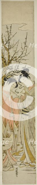 Couple Lighting Pipes Under a Plum Tree, c. 1772. Creator: Isoda Koryusai.