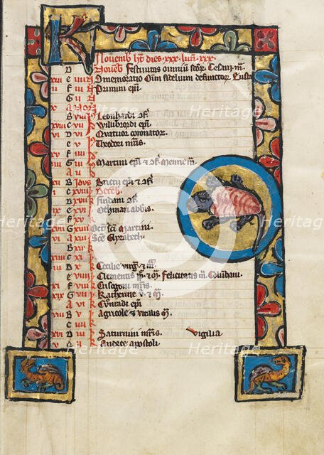 Zodiacal Sign of Scorpio; Psalter, third quarter of 13th century. Creator: Unknown.