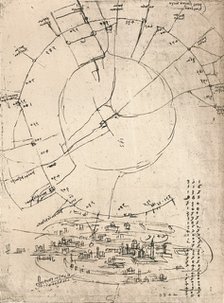 Sketch map of Milan, c1472-c1519 (1883). Artist: Leonardo da Vinci.