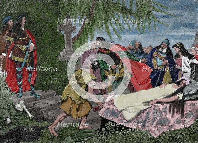 Ophelia's funeral, 19th century.  Creator: Barcel.