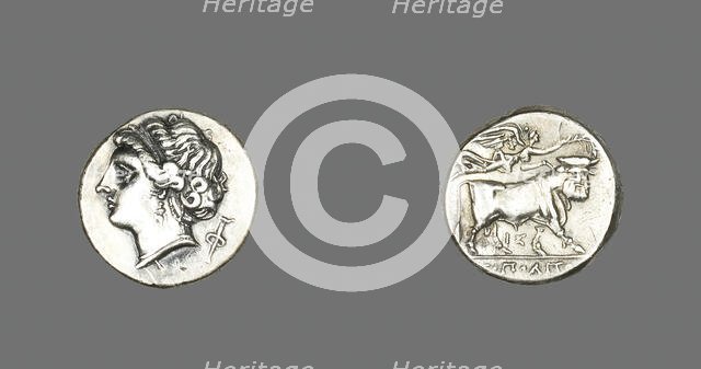 Stater (Coin) Depicting the Siren Parthenope, 280-241 BCE. Creator: Unknown.