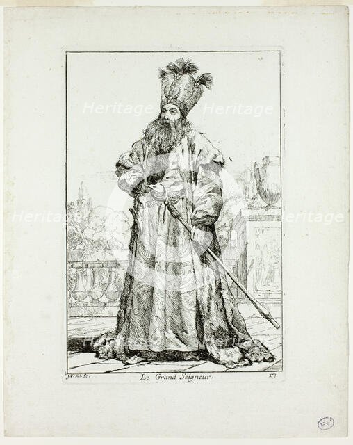 Le Grand Seigneur, plate seventeen from Caravanne du Sultan à la Mecque, 1748. Creator: Joseph-Marie Vien the Elder.