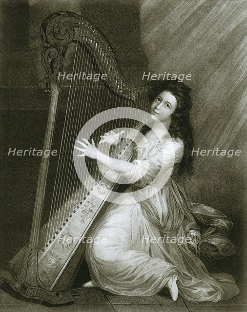 'Pedal harp with hook action; coloured engraving from the end of the eighteenth century', 1948. Artist: Unknown.