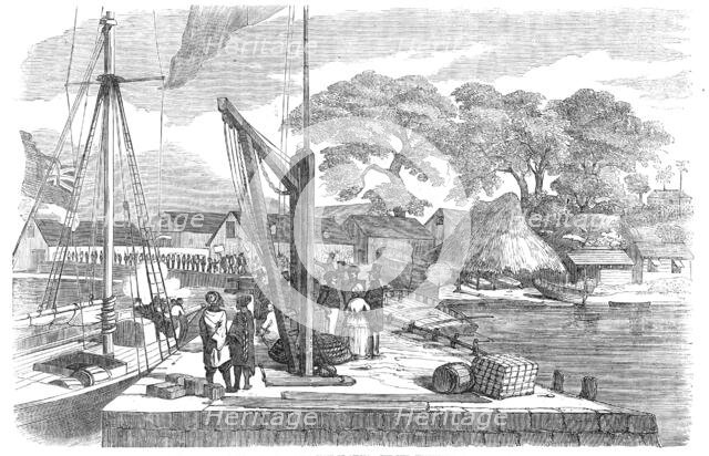 Matacong, on the West Coast of Africa - the Pier, Warehouses, etc., 1854. Creator: Unknown.