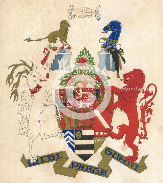 Coat of arms of Stiyleman le Strange, mid 19th century. Creator: Henry L'Estrange Styleman Le Strange.